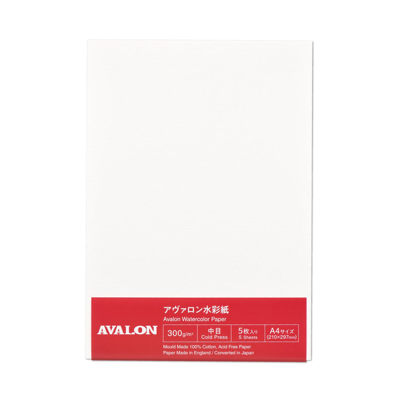 アヴァロン水彩紙 A4カット判 300g 中目（5枚入）AV-A4