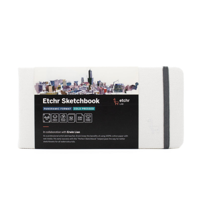 Etchr パノラマ スケッチブック 4″×8″ 中目