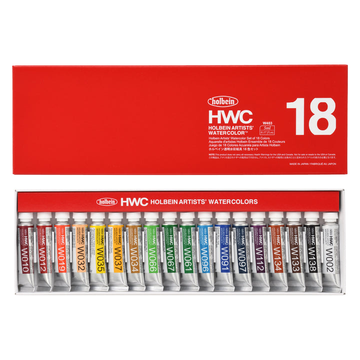 透明水彩絵具 5ml 18色セット – ホルベイン オンラインショップ