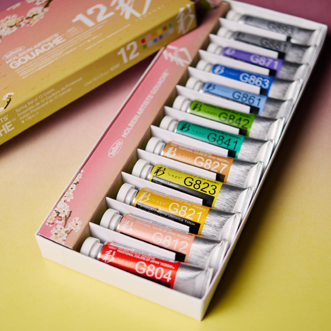 お値下げ不可　pull モイストベールUVクリア 2本set 不透明水彩絵具〈ガッシュ〉日本色 彩 15ml 日本色 彩 春 12色セット