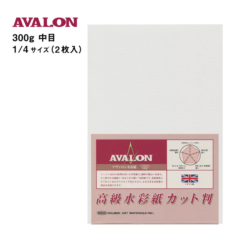 アヴァロン水彩紙 カット判 300g 中目 1/4